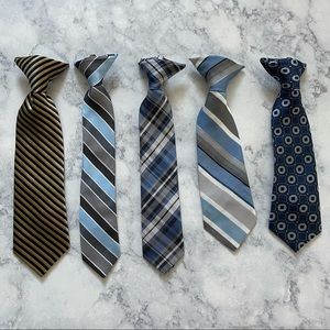 5 Bundle Set Boys Kids CK Nautica Clip-On Neck Ties Accessory